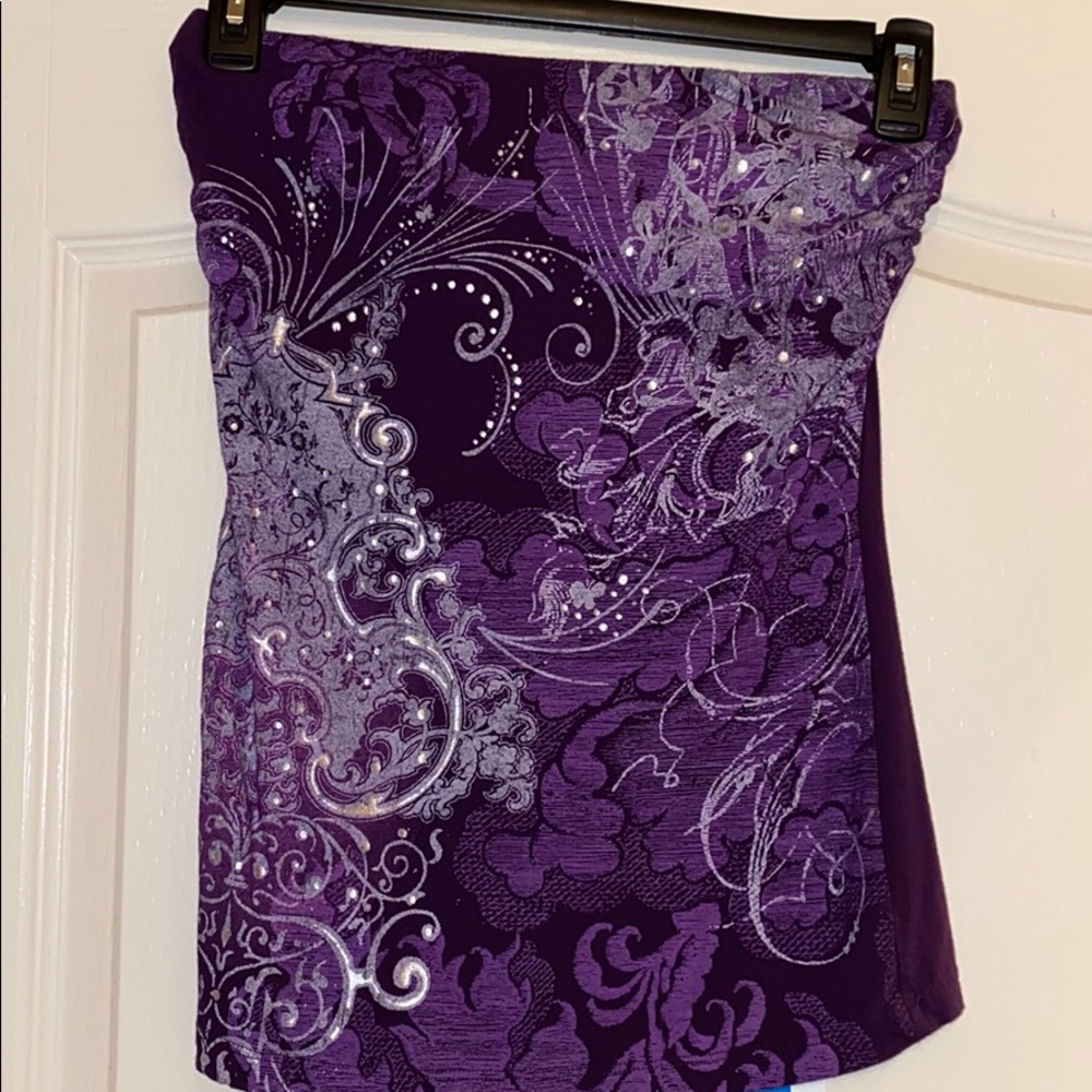 Purple Strapless Fitted Top